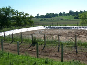 Lined manure basin in Stearns County, MN. Photo courtesy Stearns SWCD.