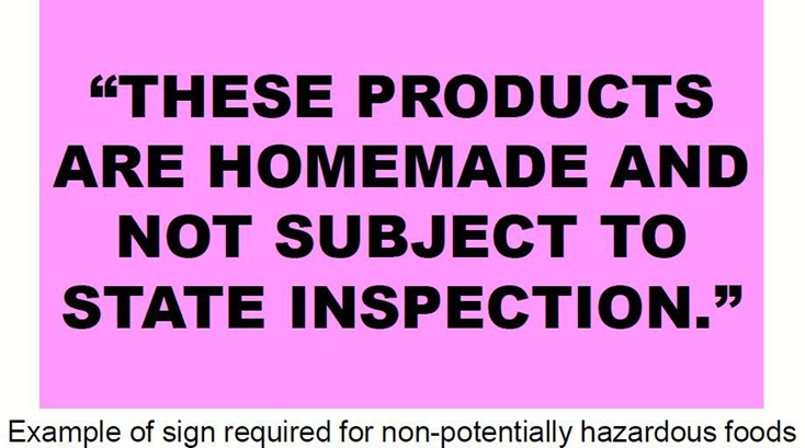 Magenta sign: These canned goods are homemade and not subject to state inspection