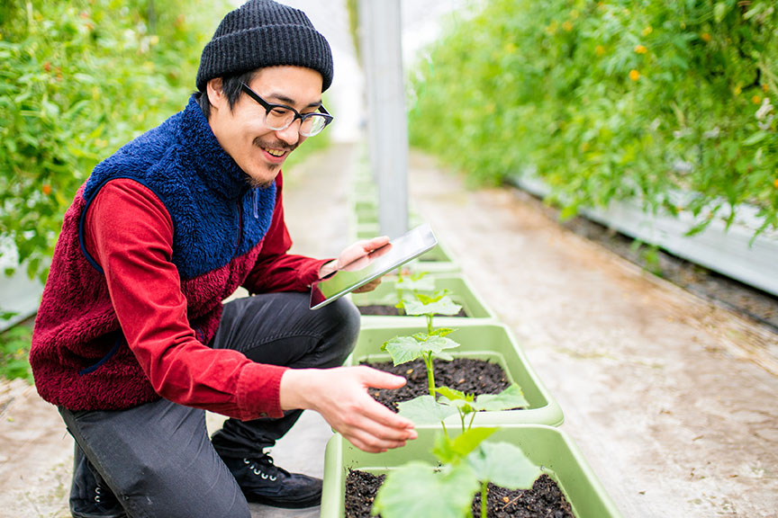 farmer using a tablet computer device