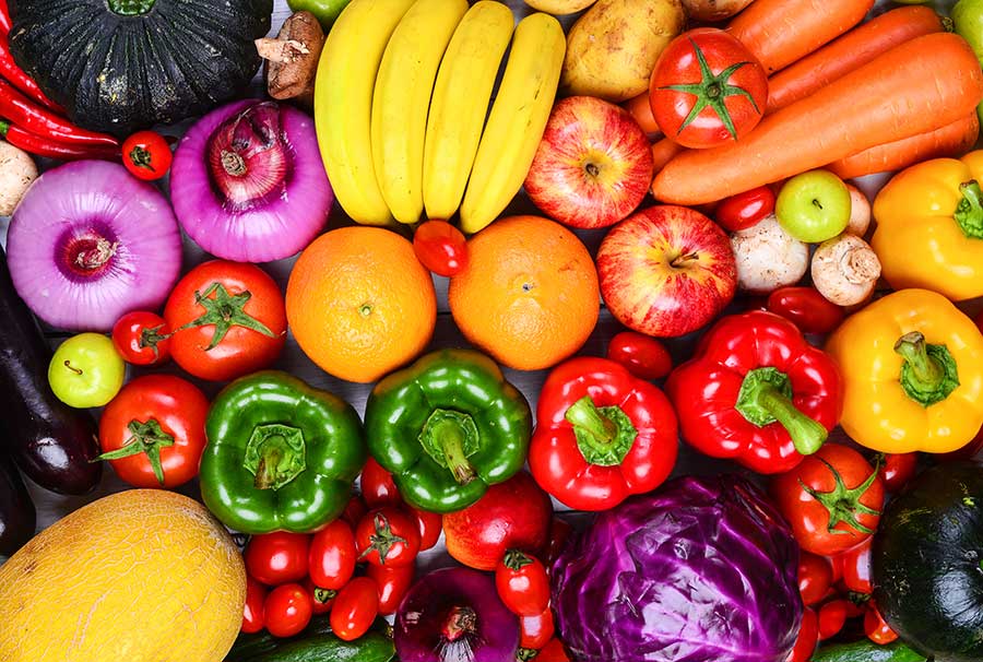 collage of fruits and vegetables