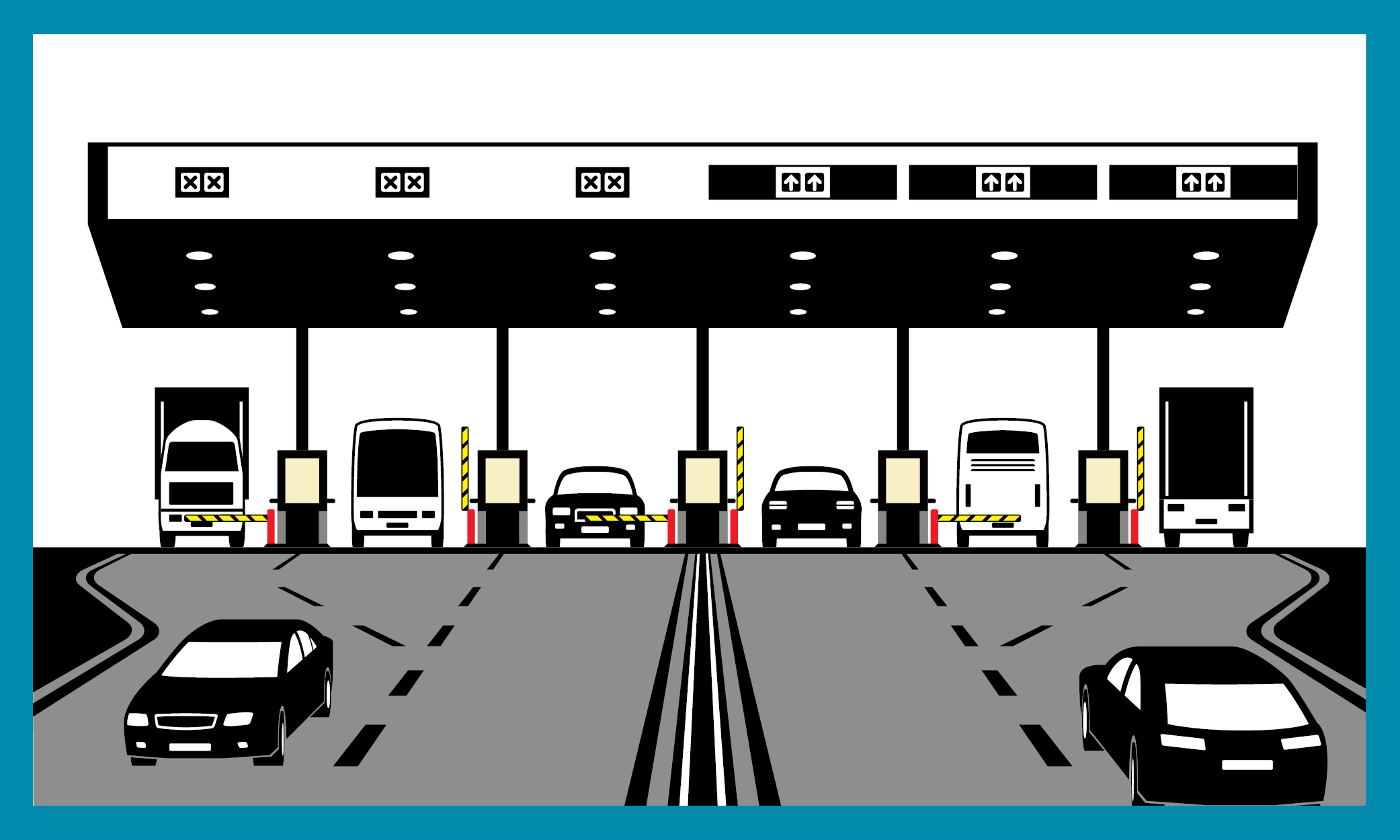 Graphic of a toll road pay booth