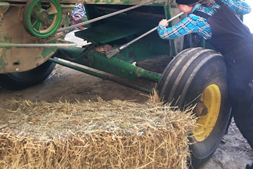 Photo of farmer cleaning equipment