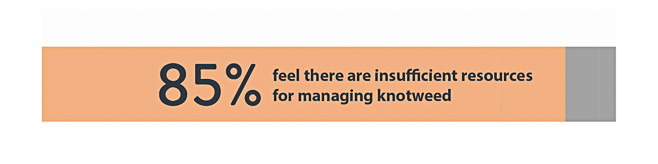 Eighty five of people surveyed feel there are insufficent resources for managing knotweed.