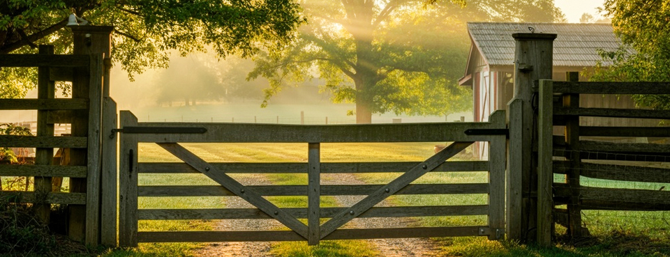 Gate keeps out vehicle traffic at a biosecure farm.