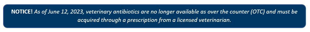 As of June 12, 2023 Over the counter antibiotics must have a veterinary prescription.