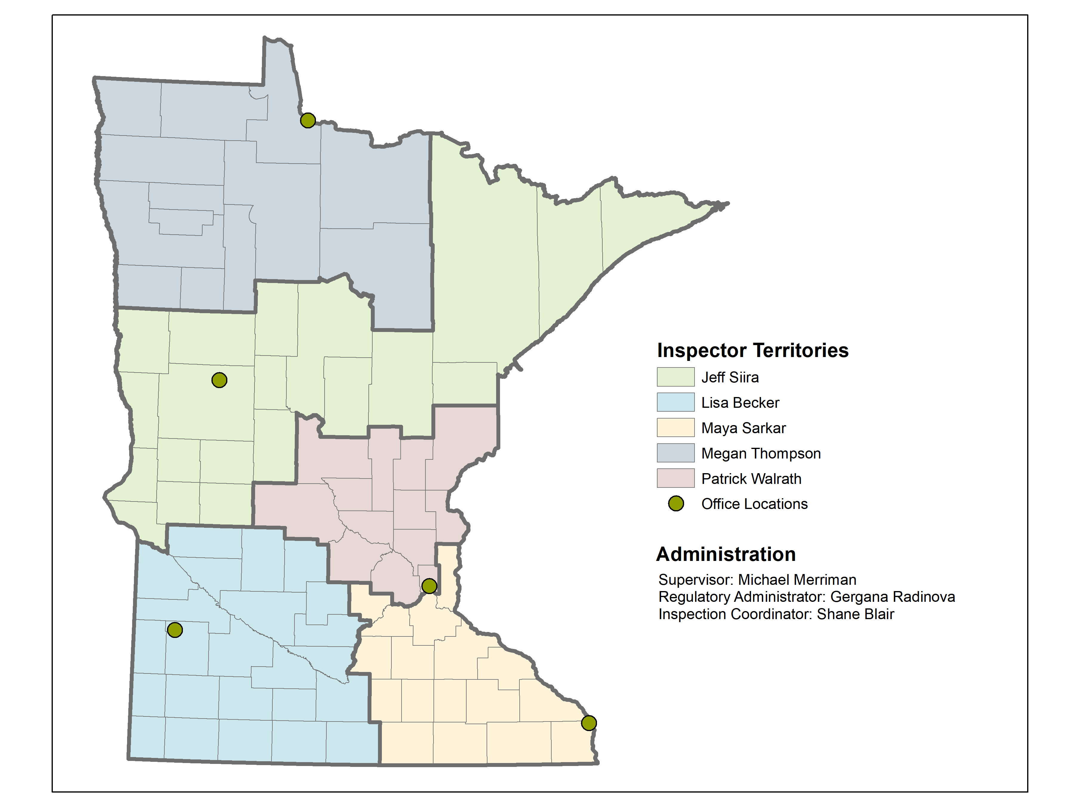 Seed inspection territories map