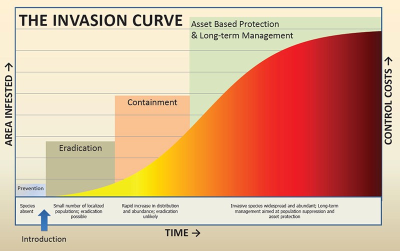 graph showing imapct of invasive species invasion over time