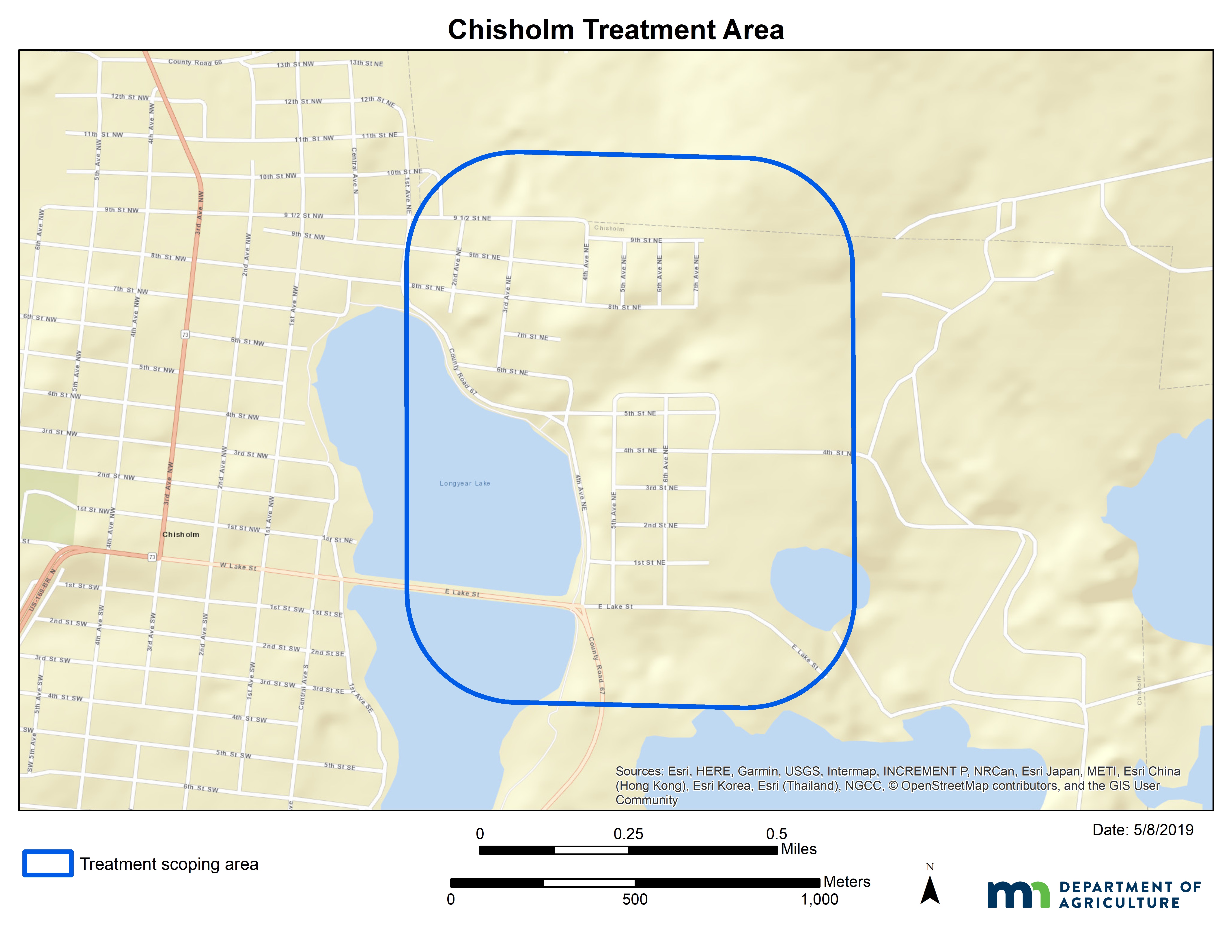 A map of the Chisholm gypsy moth treatment site