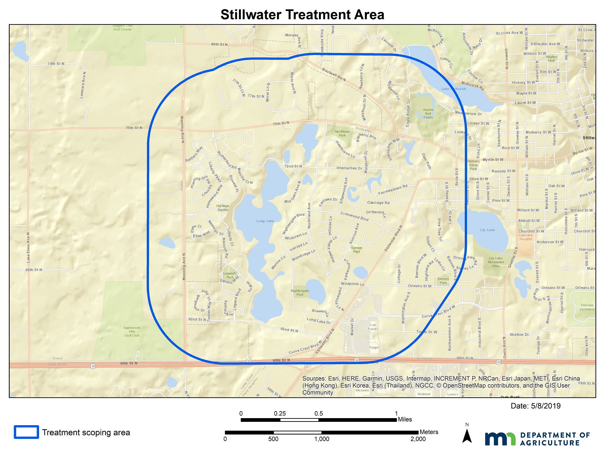 A map of the Stillwater treatment area