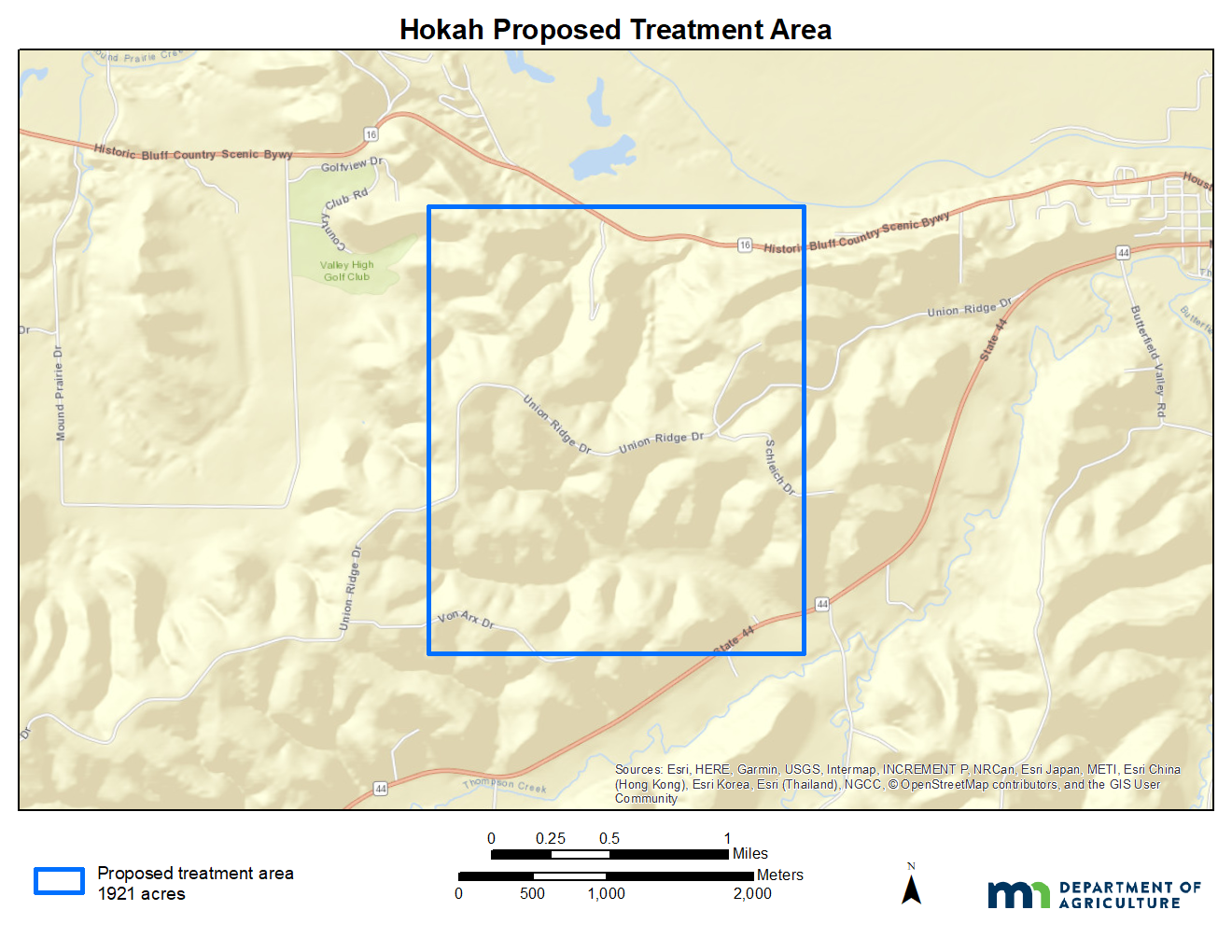 A map of the proposed gypsy moth treatment area by Hokah