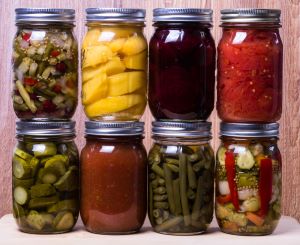 Stacked canned goods