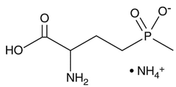 Diagram of the chemical structure for glyphosate.
