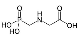 Diagram of the chemical structure for glyphosate.