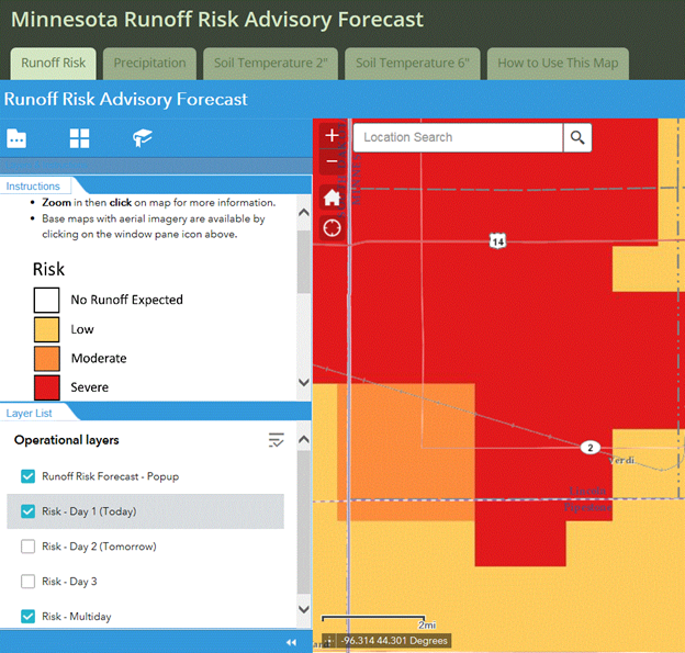 Runoff Risk Forecast Popup Operational