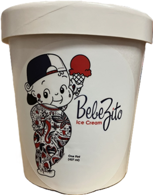 Bebe Zito Ice Cream pint with logo and name from the side