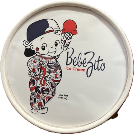 Bebe Zito Ice Cream pint with logo and name from the top