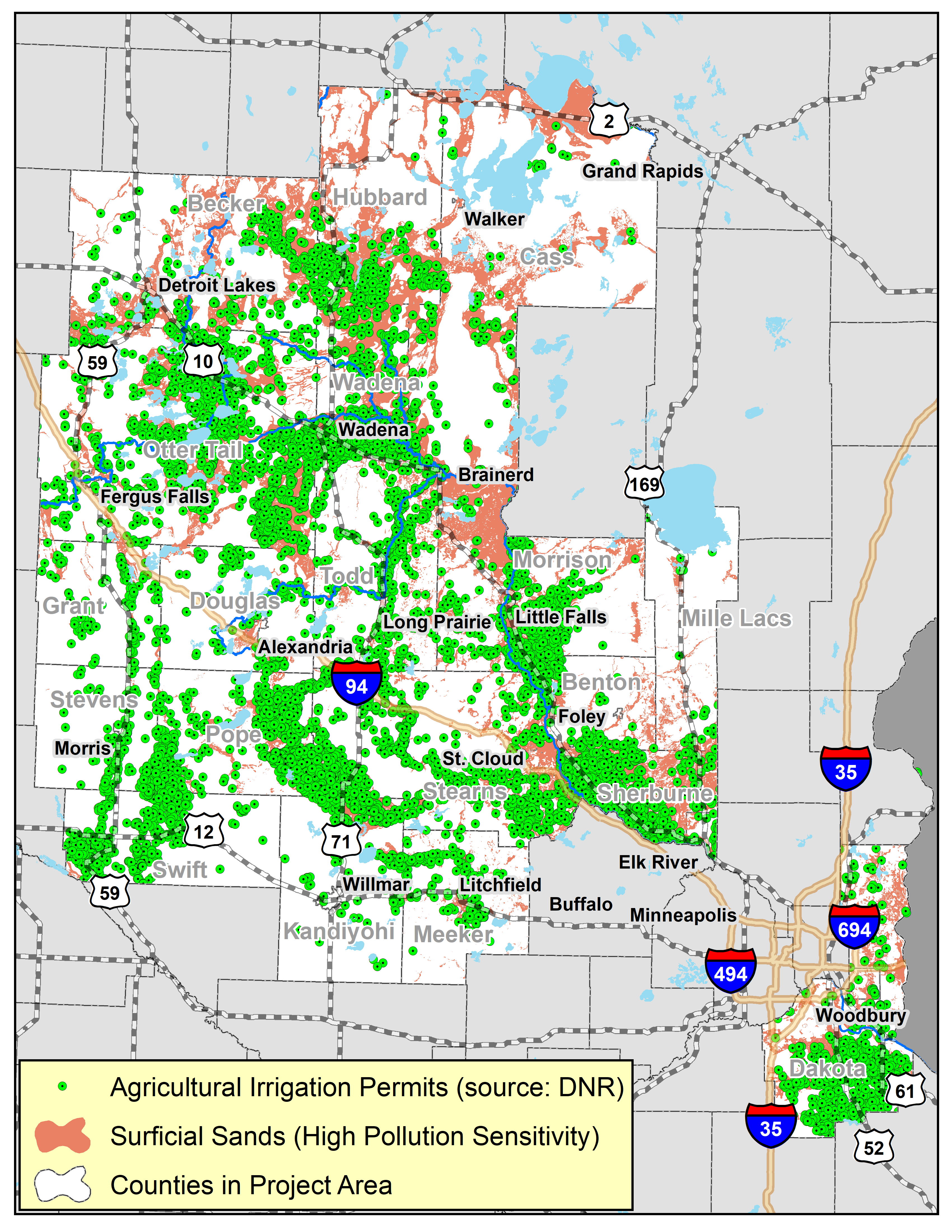Project area map for the Irrigation RCPP cost share program.