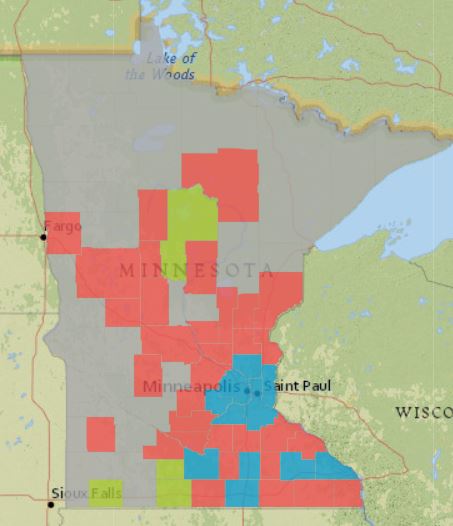 Map of Japanese beetle distribution in Minnesota.