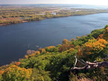 Arial view of the Mississippi River during the fall