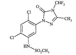 Chemical structure diagram of Sulfentrazone.