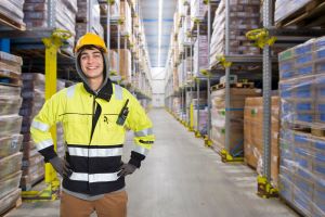 Smiling warehouse worker