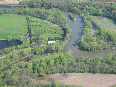 Confluence of the Watonwan and Blue Earth Rivers in southern Minnesota