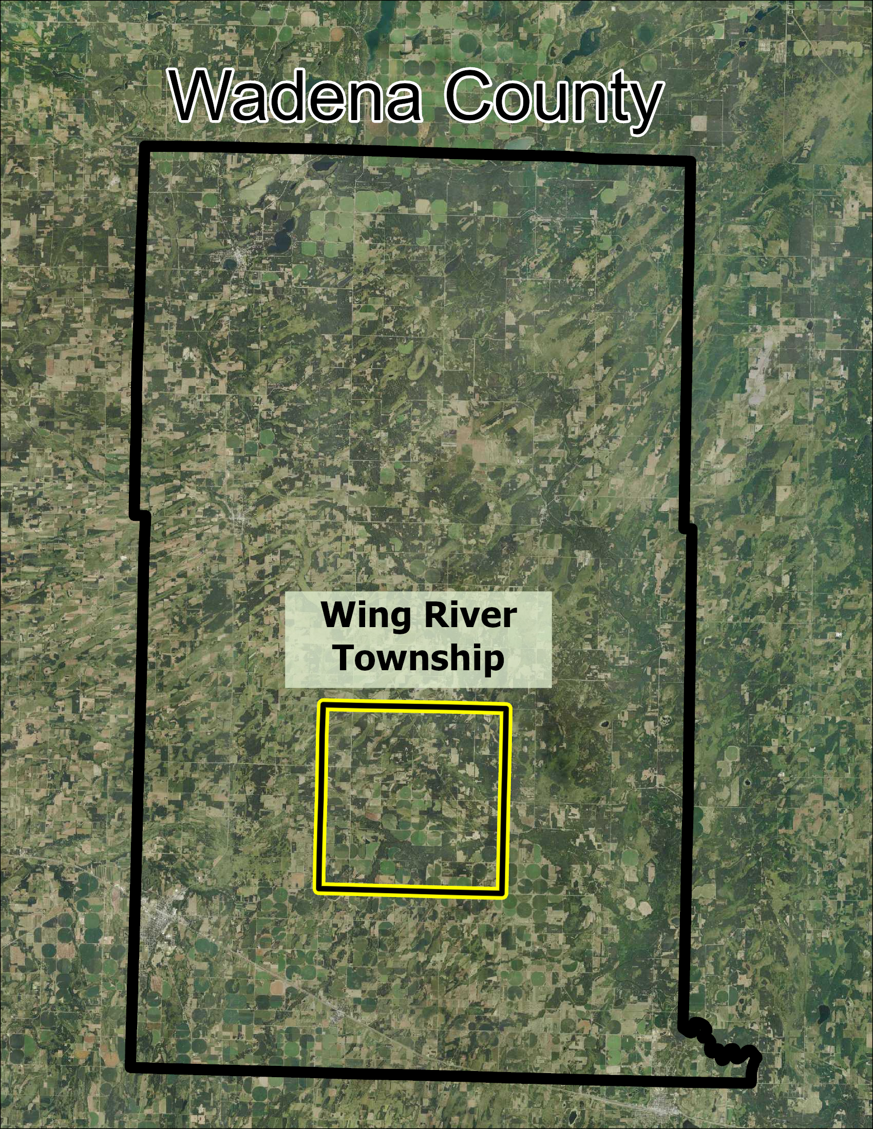 Aerial map of Wing River Township in Wadena County