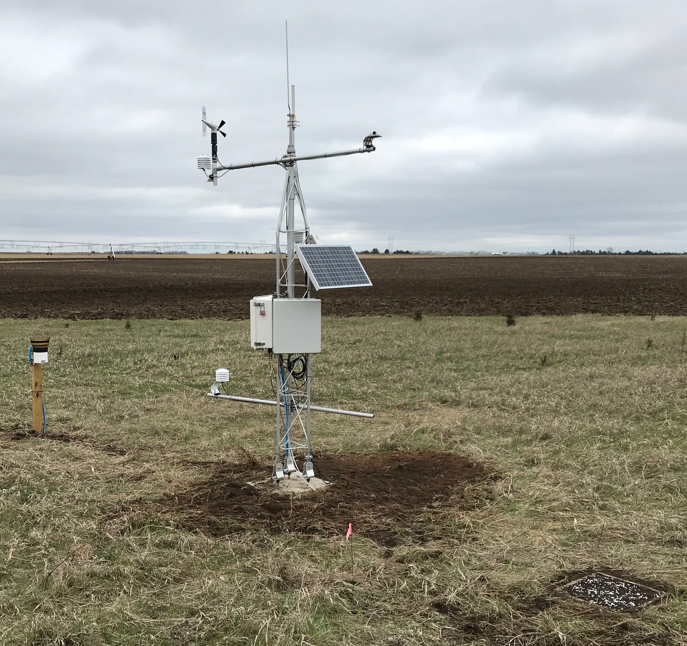 Weather station in a field.