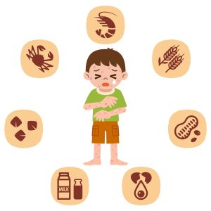 young boy with allergen symptoms
