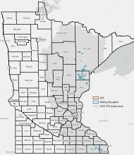 map of minnesota counties showing treatment blocks
